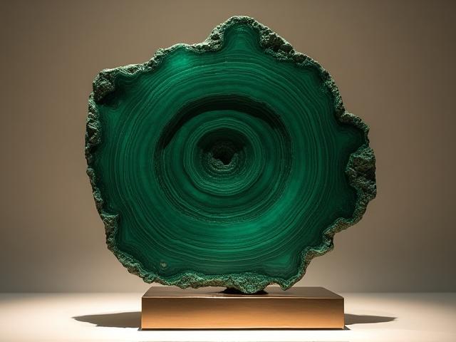 Escultura abstracta moderna que incorpora fragmentos de cuarzo y metal.