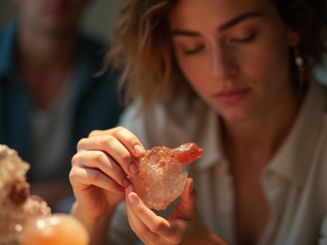 Participante de taller concentrada en su trabajo con un cristal